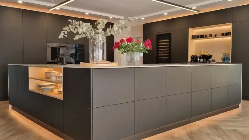 Completed Black matt FENIX plywood kitchen by JS DECO in Manchester
