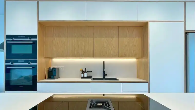 Completed Scandinavian kitchen with hidden utility by JS DECO in Near Bristol