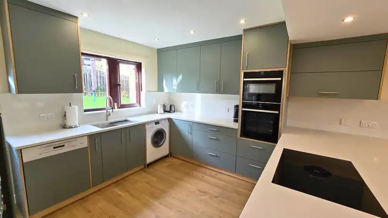 Completed Verde Kitami FENIX plywood kitchen by JS DECO in Huddersfield