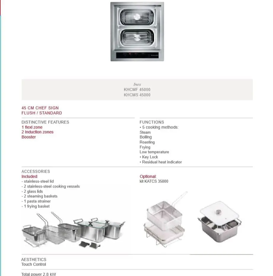 Kitchenaid khcmf45000 technical data