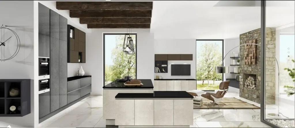 Stone finish bespoke kitchen furniture