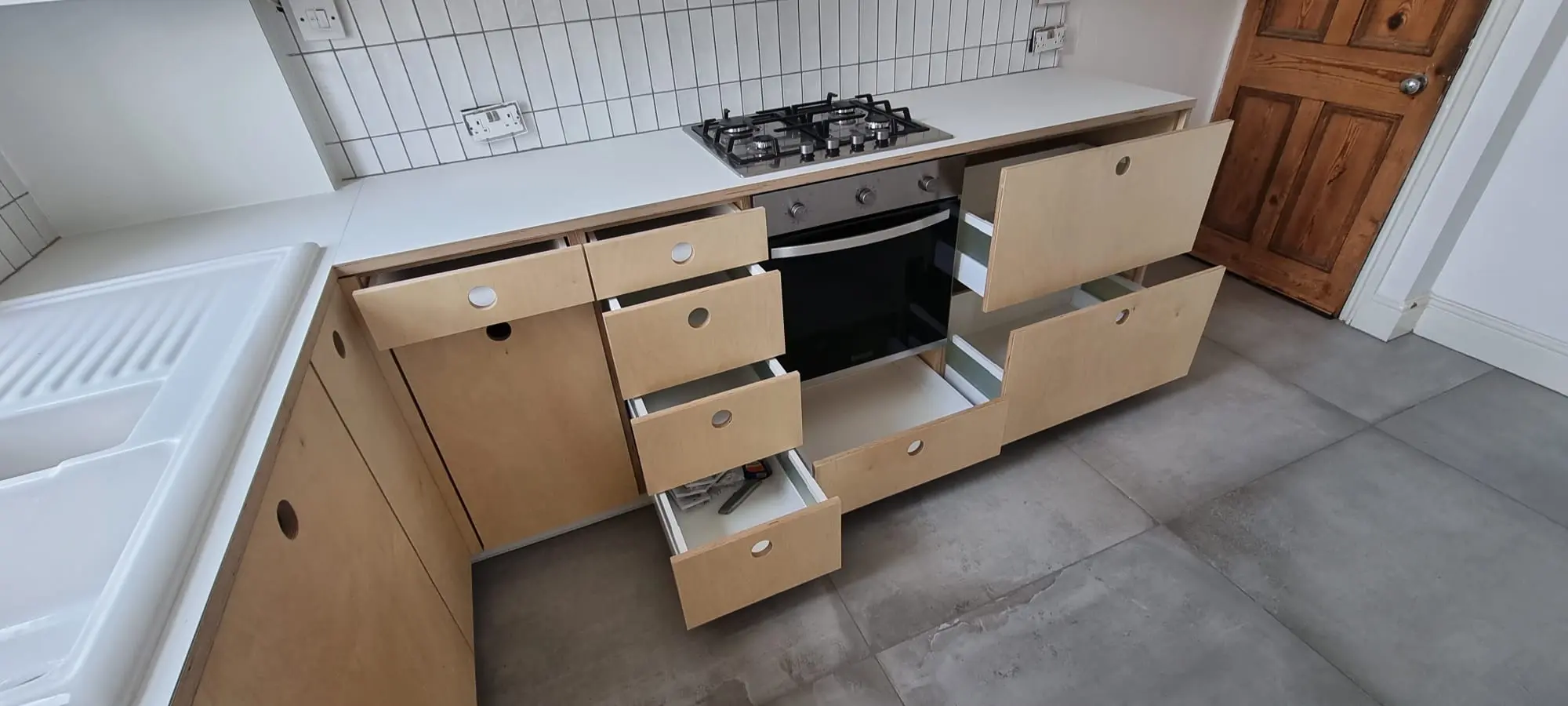 Plywood kitchen drawers