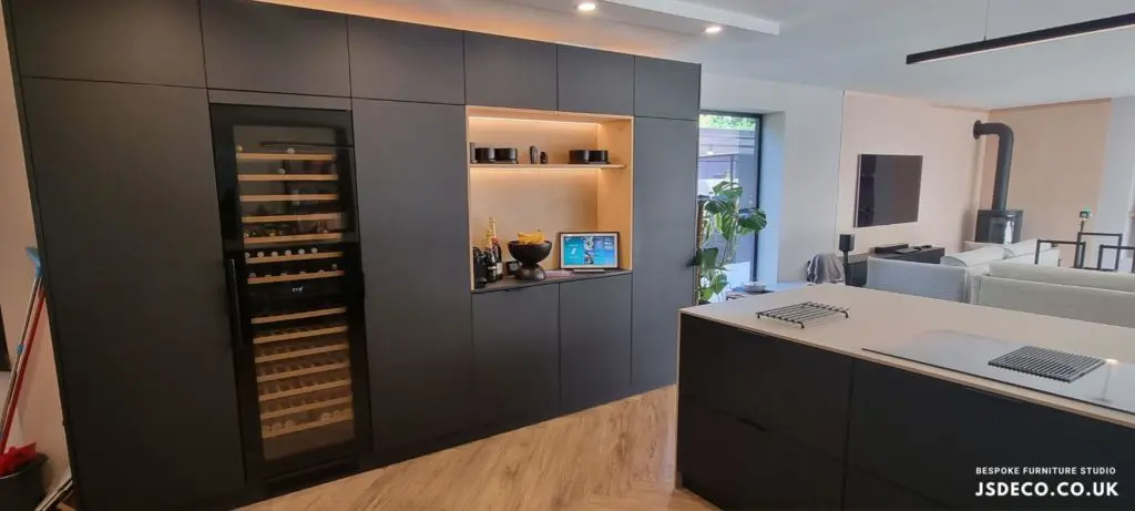 FENIX appliance wall with integrated refrigeration and wine cooler