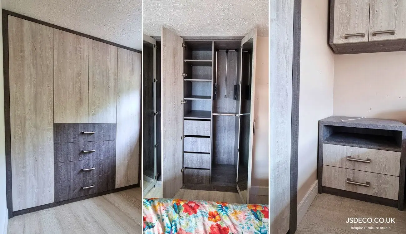 Bespoke bedroom set dark wood and light wood