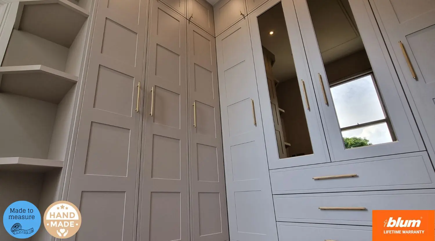 Hand-painted bespoke shaker wardrobes – Wakefield UK Hand-painted bespoke fitted wardrobes in shaker style – Wakefield West Yorkshire UK