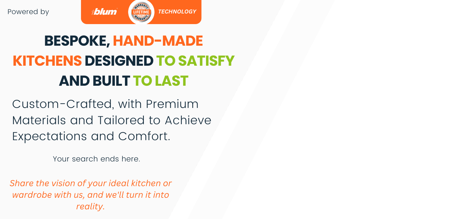 Hand-made bespoke kitchen featuring traditional shaker style cabinets in a light finish and a large solid oak island, showcasing premium craftsmanship and Blum component integration by JS Deco.