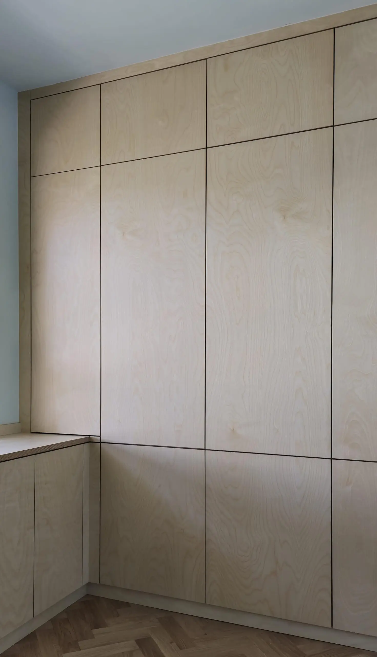 Bespoke birch plywood wardrobes fitted floor-to-ceiling handcrafted by JS DECO Wakefield UK
