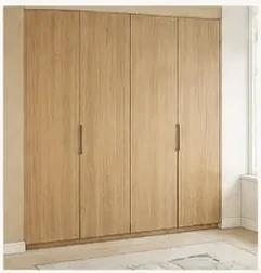 Illustration of full-height timber-faced wardrobe doors.