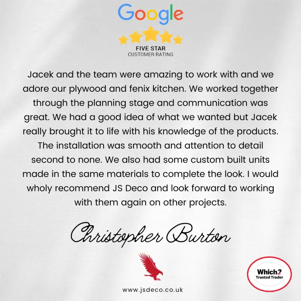 Customer review by Christopher Burton for the Manchester kitchen