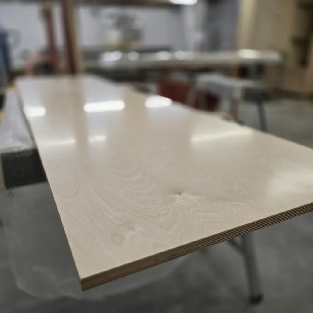 Three times lacquered birch plywood doors Lacquered birch plywood furniture panel showing the natural face veneer and layered plywood edge