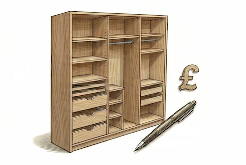 Quoting and design stage of the plywood wardrobe