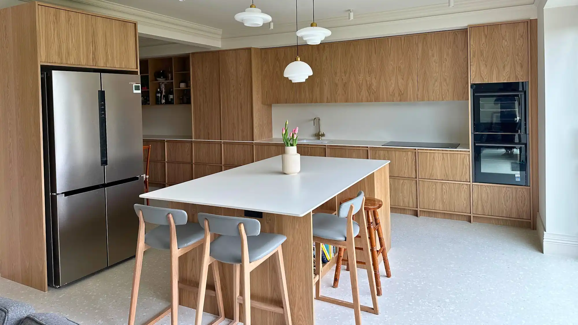 Japandi style bespoke oak kitchen