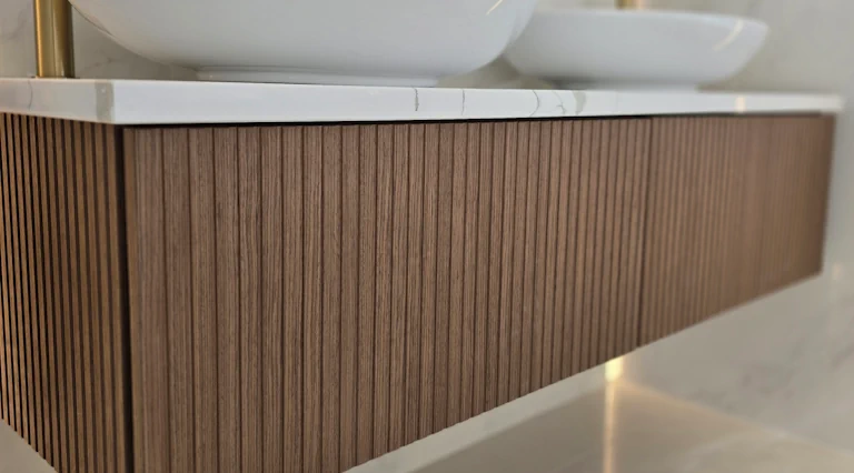 Hand made walnut vanity cabinet